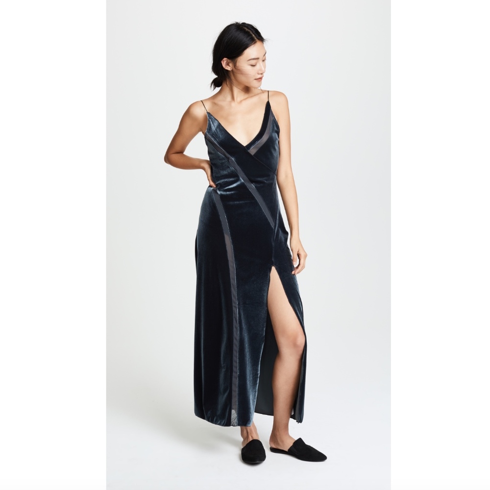 Free people spliced velour maxi charcoal slipdress